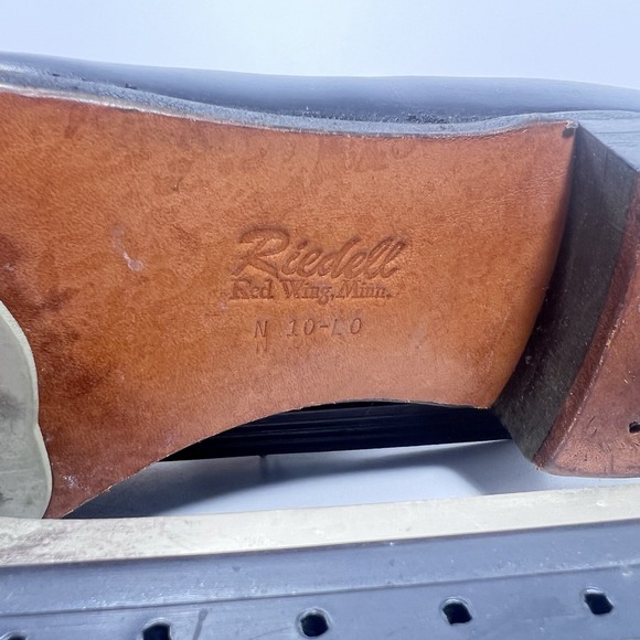 Vintage Riedell Red Wing Black Leather Ice Skates Sz 10.5 S Sheffield 220 Blades main image 12